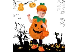 YUMCUTE Costume da Zucca per Bambini, Costume da Zucca con Cappello e Scarpine Costume da Zucca Unisex Pumpkin Costume da Pumpkin Halloween Costume cosplay di Halloween Carnevale per Bambini Ragazzi