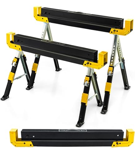 Cavalletto ToughBuilt 6625 - Portata 500kg, Pieghevole, Superficie Antiscivolo, Nero/Giallo