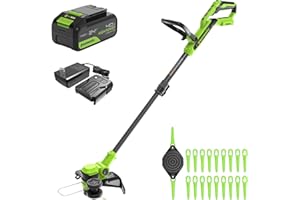 Greenworks 24V Coupe-Gazon avec Batterie, 30cm de Largeur de Coupe, INCL. Bobine et 20 Couteaux Clients, Coupe-Gazon léger et sans Fil pour Les Bordures de pelouse, INCL. Batterie 2.0 Ah et Chargeur