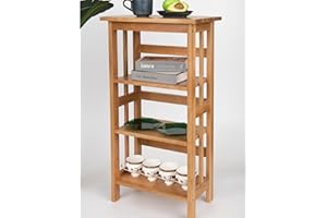 ARPHASLE ARPHALSE Oak Storage Shelf, 4 Tier Bathroom Kitchen Shelving Unit Free Standing, Utility Organizer Bookshelf Flower Stand Display Rack 45x26x83cm
