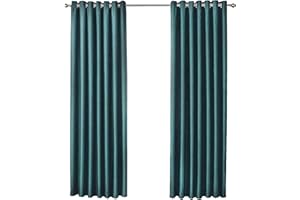 Olivia Rocco Blackout Eyelet Curtains Black Out Thermal Ring Top Curtain Pair Window Treatment Living Room Bedroom (Teal, 66" (Width) x 54" (Drop))