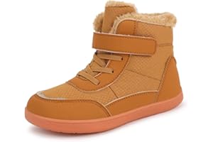 JYukaichen Kinder Winter Barfußschuhe Jungen Mädchen Winterschuhe Warme Gefüttert Outdoor Fitnessschuhe Trekking-Wanderschuhe Leicht rutschfest Winterstiefel, EU25-36