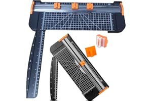 5IKTERY Tagliacarte Taglierina per Carta A4 Portatile, Strumento per Scrapbooking in Titanio da 12 Pollici con 3 Lame di Ricambio con Righello Laterale di Protezione per Carta artigianale, etichette