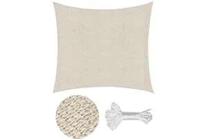 Sekey Sonnensegel 3x3m, Sonnenschutz, Quadratisch HDPE-Kunststoff, Winddicht Wasserdurchlässig UV-beständig Atmungsaktiv Reißfest, für Balkon Garten, mit Ösen und Befestigungsseile, Taupe