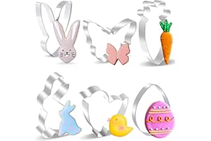 BELSVOR Lot de 6 Emporte Pièces Pâques, Emporte Piece en Acier Inoxydable, Emporte Piece Biscuit pour Décoration Biscuit/Gâteau/Cookies/Pâtisserie, Emporte Piece Patisserie 6 Formes