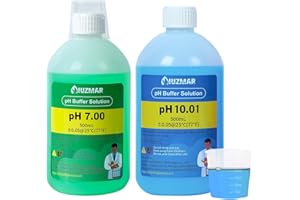 UIUZMAR Soluzione di Calibrazione pH 7,00 e pH 10,01, Soluzione Liquida pH 7,00 e pH 10,01 da 500 ml con Misurino da 30 ml, Soluzione Tampone pH 7,00 e pH 10,01 per pHmetro, Sonda pH, Misuratori di pH