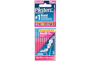 Piksters Interdental Brushes, Sizes 000 to 7, 10 Pack (Size 00 (Pink), 10 Count (Pack of 1))