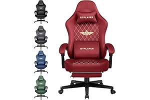 GTPLAYER Silla Gaming Sillón Gaming Tela Silla Gamer Ergonómica Oficina Silla PC, 150 kg, Silla de mesa regulable y giratoria con cojín de asiento con muelles y reposapiés, Rojo