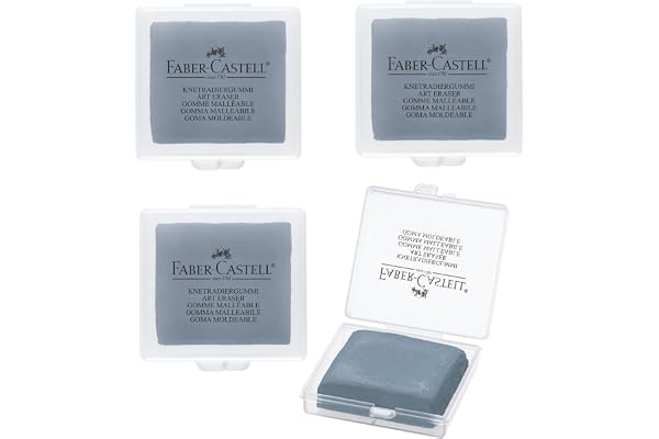 Faber-Castell - Lot de 4 gommes pétrissables avec étuis pour artistes
