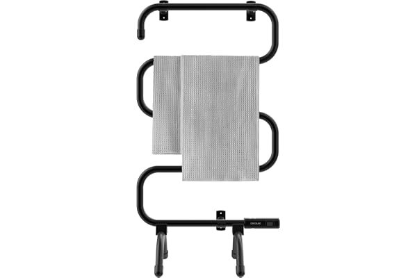 Cecotec Elektrisk handdukstork - låg förbrukning - ReadyWarm 5000 handduk svart. Torra handdukar 100 W, ljusindikator, säkerhetssystem, IP24-skydd, golv- eller väggmontering, perfekt för badrum