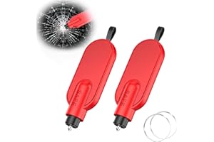 WTZWYFWJ 2 Pezzi Rompivetro Auto E Taglia Cintura, 2 in 1 Taglierina per Cintura di Sicurezza E Rompivetro, Martello di Emergenza per Auto, Accessori Auto per Automobili Autobus E Altri Veicoli-Rosso