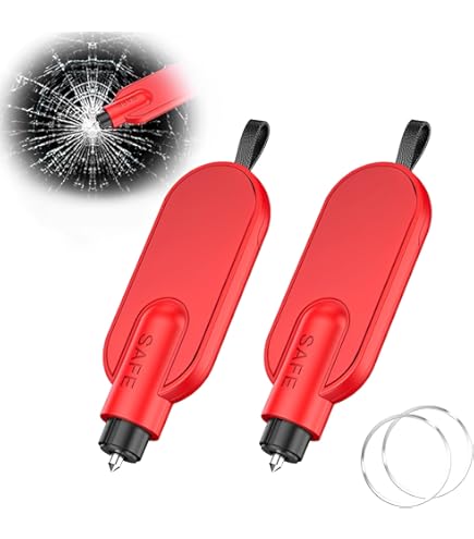 Mizikuu Martello Emergenza Auto 4 Pezzi - Rompivetro E Taglia Cinture Con Fischietto Di Sicurezza - Foto 5