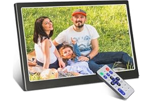 TSITSC Cadre photo numérique 10 pouces, cadre photo électronique calendrier/fonction horloge/musique/photo/lecteur vidéo avec télécommande, prise en charge USB/carte SD (noir)