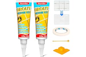 GLEAMGLEE Tile Grout Repair Kit, 2 Pack White Grout Filler - Fast-Drying & Odorless Grout Paint, Restore & Refresh Tile Joints for Bathroom, Shower, Kitchen & Floor Tiles