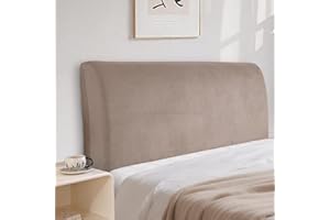 CYCMACO Velluto Copri Testata Letto, Elasticizzato Copertura Per Testiera Del Letto, Tinta Unita Copertura Per Testiera Per Letto, Lavabile, Per Letti Singoli Matrimoniali（180cm, Cachi）