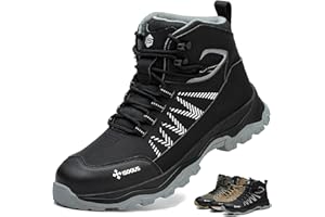ISOOUS Scarpe Antinfortunistiche Uomo Alte Scarponi Antinfortunistiche Donna Leggere Stivali da Lavoro Comode Punta in Acciaio