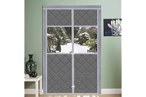 Pottwal tenda per porta isolata di - 210 * 90cm - Autochiusura a calamita - per mantenere il calore in inverno - con finestre trasparenti - impermeabile - resistente ai graffi