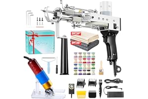 BESGEER Rug Tufting Gun with Carpet Trimmer Kit - Tuft Gun with Tufting-Shears, 2 in 1 Cut Loop Pile Carpet Gun& Carving Clippers, Rug Maker Machine Starter Kit& Trimmer& Cloth& Yarn（Olive Black）