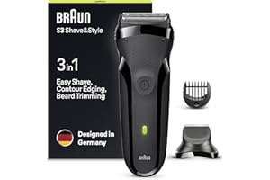 Braun Series 3 Shave&Style 300BT Rasoir Électrique Homme 3-en-1, Sans Fil, Avec Tondeuse, Pour Raser, Tondre, Définir Les Contours, Pour Les Barbes Longues Et De 3 Jours, Noir