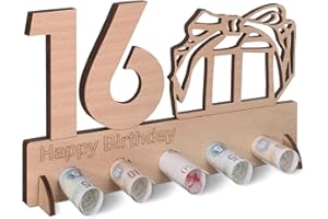 SUNNOW 16th Birthday Gift for Boys and Girls, 9.8 x 6 Inch Wooden Money Gift Happy 16th Birthday Gift Ideas Personalised Birthday Gift for Birthday