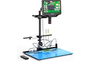 Andonstar Microscopio digitale AD409 Max HDMI con stazione di saldatura, endoscopio, schermo LCD da 10,1 pollici, fotocamera microscopio elettronico USB 300X per saldatura PCB professionale, supporta