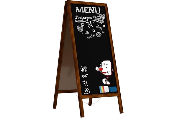 ALLboards Chevalet Stop Trottoir avec Cadre en Bois Laqué 150x61cm, Chevalet Ardoise