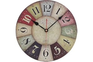 TIMELIKE Orologio da Parete Vintage Silenzioso - Legno Colorato Orologio muro per Cucina Cameretta in Legno in Stile di Toscana orologi da parete design moderno Decorazione La Sua Casa