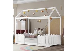 Moimhear Lettino per bambini 90 x 200 cm, versatile lettino in legno