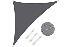 WOLTU Voile d'ombrage Triangulaire 3.6x3.6x5.1 m Imperméable Anti 93% UV résistant à l'eau Protection Contre Le Vent Polyester avec Protection UV pour Jardin terrasse Camping Gris