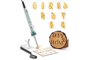AIMOADO Mini Brandeisen Buchstaben und Zahlen, 60 W, elektrisches Brandeisen für Heimwerker, Holz, Leder, Hüte, Grillbrot (10 Stück, 1,2 cm, Zahlen 0–9)