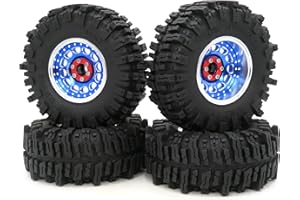 HOBBYSOUL 124mm Tall Mud Slingers Tires 2.2 Beadlock Wheels Set, Adjustable 4 Offset Rims & Soft Sticky Tyre for 1/10 RC Crawler Trail TRX4 SCX10 Capra, HS701210