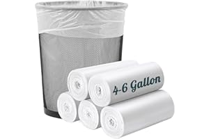 KEBUYE Trash Bags 4 Gallon 20L Small Bin Liner, Biodegradable,Mini Solid Bathroom Trash Can for Home, Office, Kitchen, Fits 16 Liter, 20 Liter, White