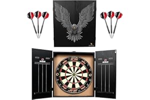 Ruthless Home Darts Centre | Centro completo de tablero de dardos para el hogar, incluye gabinete, diana y 2 juegos de dardos