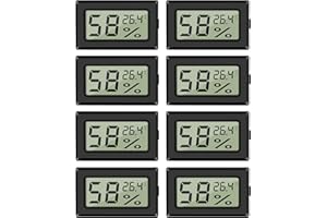 Lot de 8 mini-hygromètres thermomètres Moniteur de jauge d'humidité intérieur numérique avec capteur de température pour voitures à effet de serre, bureau à domicile, Celsius (° C)