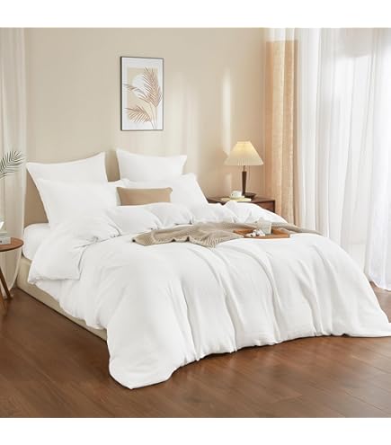 Bovenlaken Katoengaas (240 x 300 cm) Gaïa Roomwit - Beddengoed