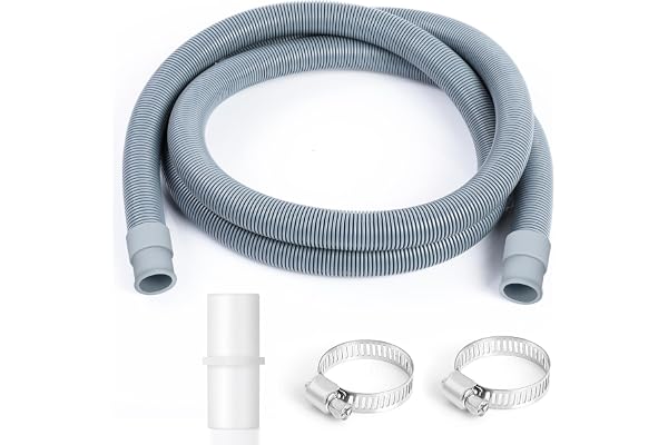 AiQInu dräneringsslang förlängning för tvättmaskiner 1 m x 20 mm, universell tvättmaskinsslang förlängning, avloppsslang diskmaskin set inklusive slangkontakt och slangklämma