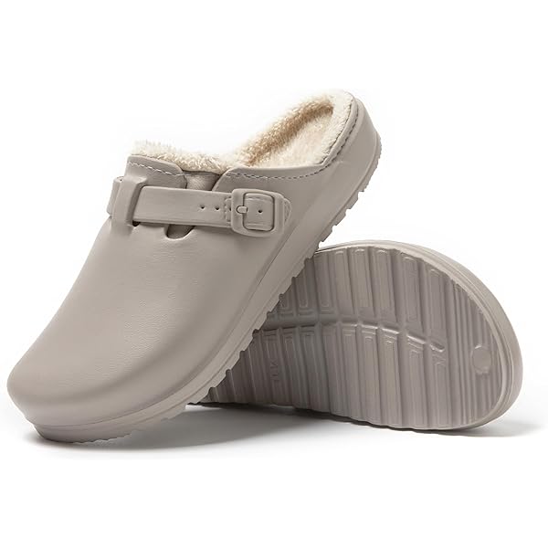 Wesondesign Pantoffels voor dames en heren, winter, warme slippers, antislip pantoffels, pluche pantoffels, knusse waterdichte gevoerde huis slippers, outdoor EVA-slippers, grijs, 40/41 EU