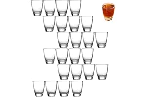 ACONDE 24 PCS Bicchierini da Liquore, 35ml/3cl Bicchierini Shot a Base Spessa, Piccoli Bicchieri in Vetro, Lavabili in Lavastoviglie, Bicchieri Amaro, per Tequila Whisky, Gin, Vodka