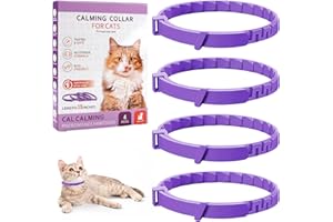 SWIFTCTRL Collare Calmante per Gatti 4 Pezzi, Anti-Stress Naturale con Feromoni, Colore Viola, Misura Regolabile ed Effetto 30 Giorni, per Gattini e Gatti Adulti