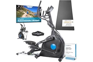 ‎SKANDIKA Skandika Crosstrainer für Zuhause Carbon Champ | CardioCross Crosstrainer klappbar platzsparend leise, 32 Stufen, 19 Programme, bis 150 kg, Kinomap App kompatibel, 24,5kg Schwungmasse, Ellipsentrainer