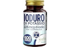 NOEBIS PHARMA Ioduro di Potassio 600 Compresse - 225 mcg di Iodio per 1 Compressa - Alto Dosaggio - Normale Funzione della Tiroide - Fornitura di Lunga Durata