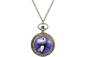 JewelryWe Vatertagsgeschenk Taschenuhr Herren Retro Royal Flush/Kompass/Blumen/Glocke/Motorrad Kettenuhr Analog Quarz Uhr Anhänger mit Halskette Kette Bronze Geschenk für Männer