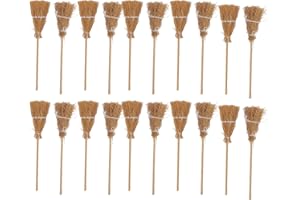 SERLIUM 20 Pezzi Mini Scopa da Strega Fai da Te Mini Strega Scopa da Strega in Miniatura per Performance sul Palco della Festa di Halloween