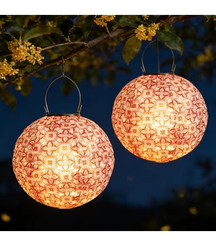 Youning Solar-Lampion 20 Cm Wetterfest – 2er-Pack LED-Laternen Mit Quaste, IP55, Solarbetrieben, Hängend, Weißes