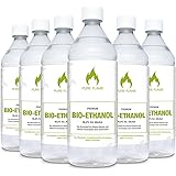 Bioethanol 96,6 – 6x1L Flaschen zum handlichen Gebrauch - TÜV geprüfte Reinheit, Qualität, Sicherheit & nachhaltige Herstellu