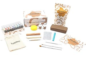 Hanseküche Tonolino - DIY Kreativset für Erwachsene | Töpferset mit Pastell-Acrylfarben, Werkzeugen & 2 kg lufttrocknendem Ton | Ideal für Zuhause | Töpfern ohne Brennen | Pottery Kit