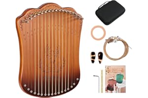 VixxNoxx Lyre Harpe 17 cordes en Métal Lyre Instrument de Musique Planche en Hêtre Bois Massif avec Clé d'accordage Cordes de Rechange Livre de Musique en Englais, Harp pour Adultes Enfants Débutants