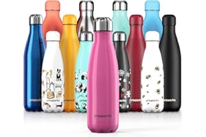 Proworks Botellas de Agua Deportiva de Acero Inoxidable | Cantimplora Termo con Doble Aislamiento para 12 Horas de Bebida Caliente y 24 Horas de Bebida Fría - Libre de BPA - 1L - Rosa