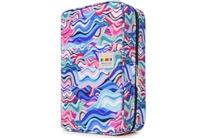 Duży piórnik z 300 przegródkami, duża pojemność, kolorowy piórnik, organizer na długopisy z wielowarstwowym uchwytem na kredki i długopis żelowy od firmy YOUSHARES, (falisty niebieski)