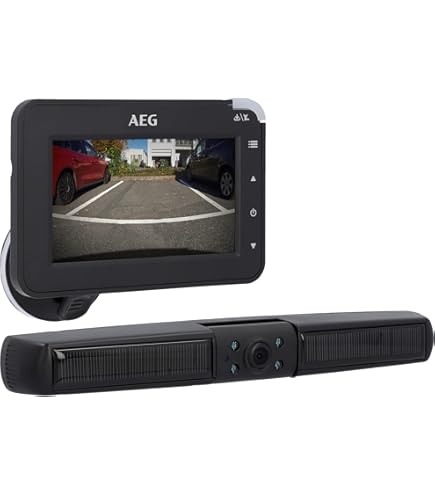 AEG Extra camera op zonne-energie RZ 4.3 voor draadloos achteruitrijcamerasysteem op zonne-energie, RV 4.3, 10997, parkeer-/rangeerhulp, draadloos 30 m, nachtzicht, zwart
